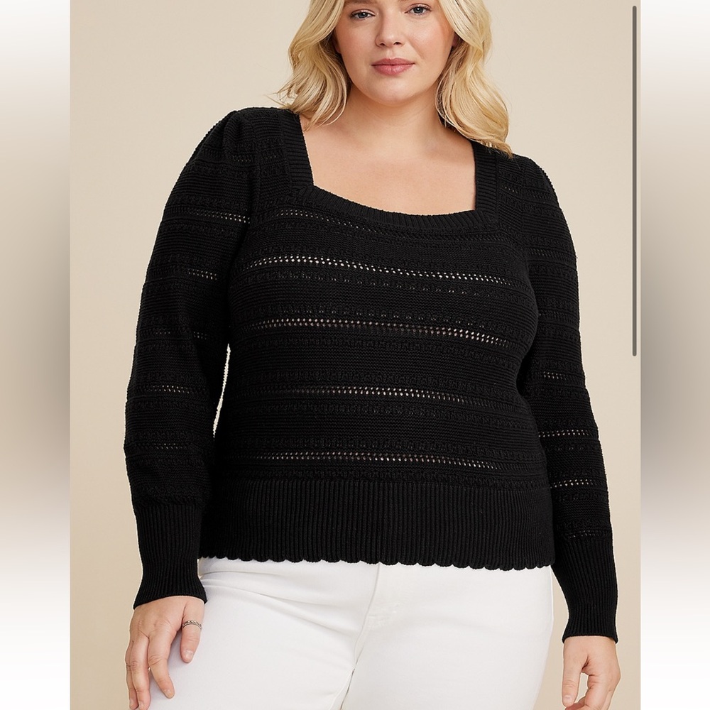Maurice’s Plus Size Black Open Stitch Sweater Black 3X Neutral